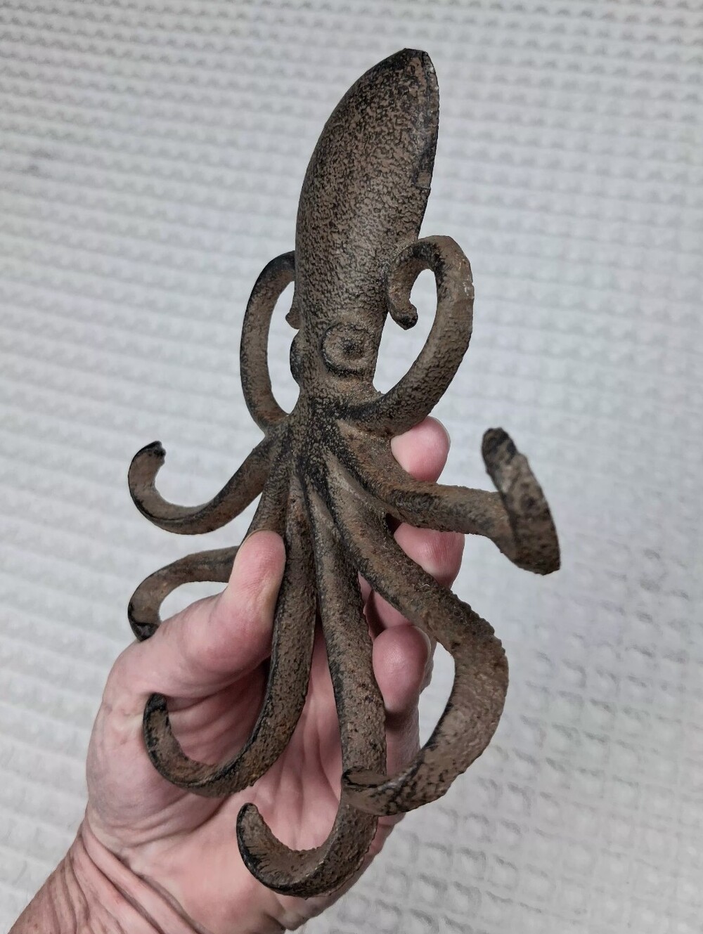 Brown Cast Iron Octopus Key Hook/Hanger 6 Arms - Picture 6 of 11
